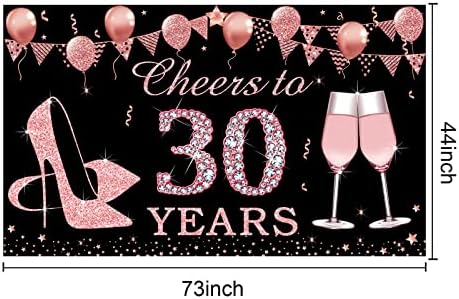 Nakit za 30. rođendan u Cahuajurci Sretan 30-godišnji transparent, ružičasto zlato, 30-godišnji rođendanski dekor za žene, veliki plakat