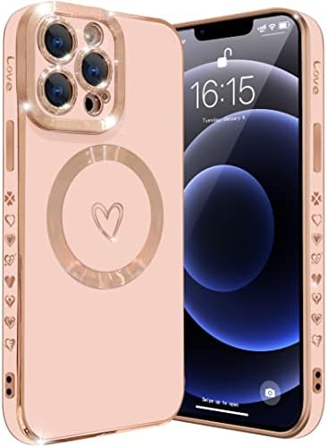 Ykczl kompatibilan s iPhone 13 pro futrolom s magsafeom, luksuznim oblogom slatkog srca pune kamere zaštite magnetske futrole za iPhone