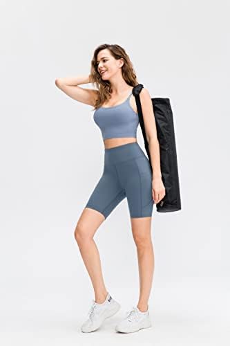 Barrybasicz ženske kratke kratke kratke hlače, bočni telefon džep rastezanje pola dužine trbuha kontrola vrha joge kratke hlače