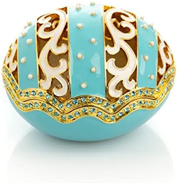 Keren Kopal Tirkizno svijetlo plavo jaje jaje s biserima iznutra ukrašeno uskršnje jaje
