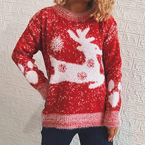 Božićni šljokičasti džemperi za žene trendi Slatki gmaz s snježnom pahuljicom tunika labavi ležerni pulover na posadi dugih rukava