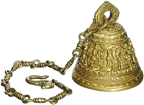 Purpledip hram Viseće zvono u Ashta-Vinayaka Dizajn: Čvrsti mesing 3 kg teško zvono s dubokim zvukom