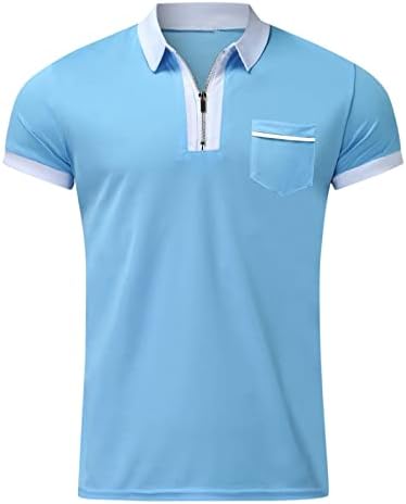 Polo majice za muškarce solidne džepne četvrtine zatvarača kratki rukav vitki modni ljetni vrhovi