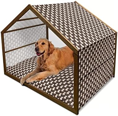 Drvena kućica za pse, mirna Meka mačja sreća, prijenosna uzgajivačnica za pse u zatvorenom i na otvorenom s jastukom i pokrivačem,