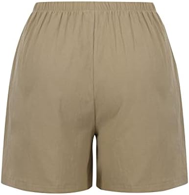 LMSXCT pamučne lanene kratke hlače za žene povremene ljetne kratke hlače s visokim strukom.