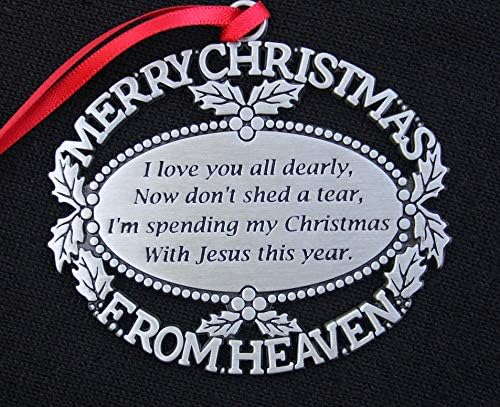 Sretan Božić s nebeskog pewter završnog oblika zadrži memorijalni ukras s pjesmom u poklon kutiji