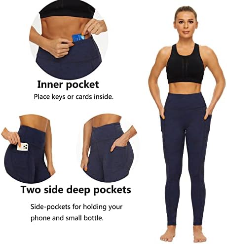Rosa Womens Visoki struk vježbanje gamaša joga hlače s džepovima vezan za bojanje vježba aktivno rastezanje mekanih atletskih nogu