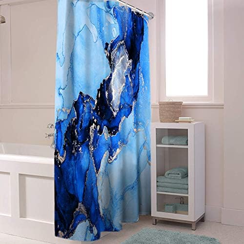 VDLBT Mramorni tuš zavjese za kupaonicu plava tinta Kupka zavjesa Sažetak Moderna geometrijska vodootporna poliesterska tkanina za