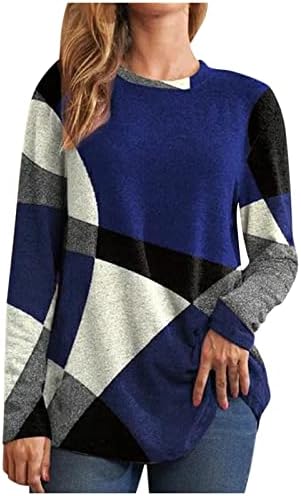 Košulje dugih rukava za žene geometrijski kontrast francuski kašmir pulover pulover vrhovi za gamaše