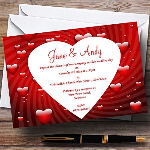 Kartica Zoo duboko crvena romantična ljubavna srca personalizirane pozivnice za vjenčanje