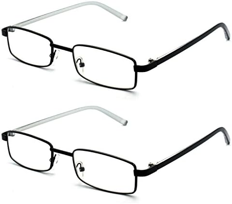 2 pakiranja pravokutnih naočala za čitanje s metalnim okvirom s kožnom futrolom za muškarce i žene