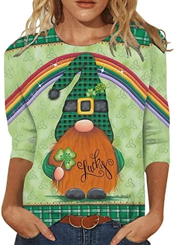 Bluza za ženske ležerne ljetne vrhove tri četvrtine rukava okrugli vrat majice majice St Patricks Dan