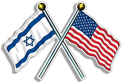 Gaines dijeli američke i izraelske zastave koje se vijore na stupovima, naljepnica je naljepnica veličine 3 inča 5 inča