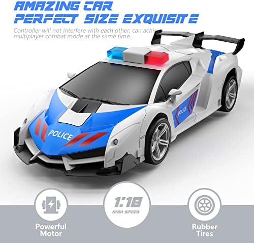 Daljinski upravljački automobil Transformiranje RC automobila robot za djecu 1:18 Policijska igračka za deformaciju s jednim transformacijom