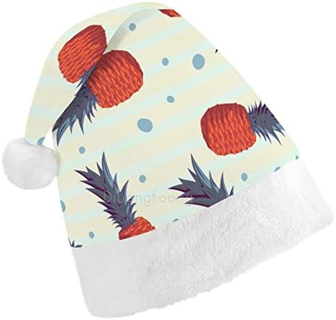 Božićni šešir Djeda Mraza, ananas na pozadini točkica, Božićni blagdanski šešir za odrasle, udobni Uniseks Božićni Šeširi za novogodišnju