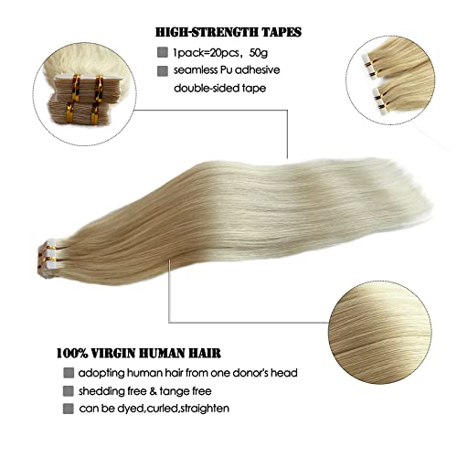 Traka za produženje ljudske kose: mekana duga ravna bešavna traka za potku kože u produžetku ljudske kose od 22 inča 20pcs 50g/paket.