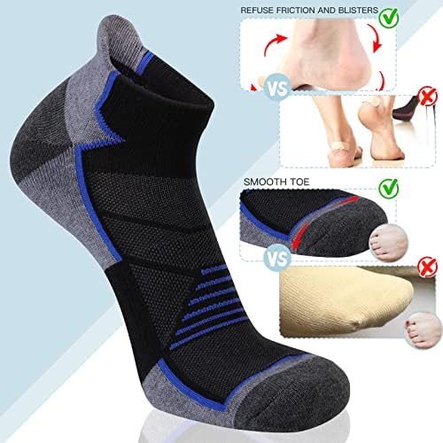 Muške čarape za gležanj u donjem dijelu, sportske prozračne čarape s polukružnim jastukom s niskim izrezom na jeziku, 6 pari
