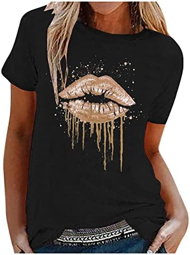 Ženska majica kratkih rukava s kratkim rukavima 2023 usne grafički labavi kroj opušteni kroj seksi bluza u stilu Kiberpunk majica za