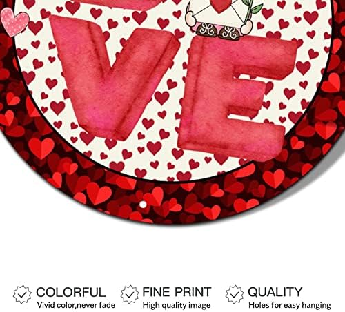 Okrugli metalni znakovi vijenaca za Valentinovo Ljubav crveno srce Slatki gnome limen odmor od blagdanskih vrata nevolje stilski limeni