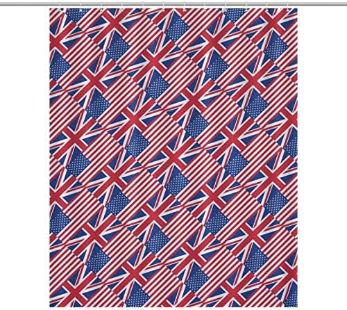 Poliesterske zavjese za tuširanje s američkom zastavom i zastavom Engleske, modna zavjesa za kupaonicu s ušicama i kukama za kupaonicu