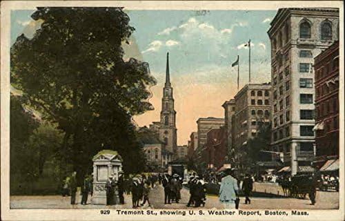 Tremont St, koji prikazuje američko vremensko izvješće Boston, Massachusetts MA Originalna antička razglednica