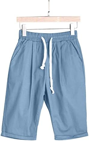 Ckxzui pamučne posteljine kratke hlače za žene labave fit dužine koljena kratke hlače ljetne plus elastične hlače za vježbanje s džepovima