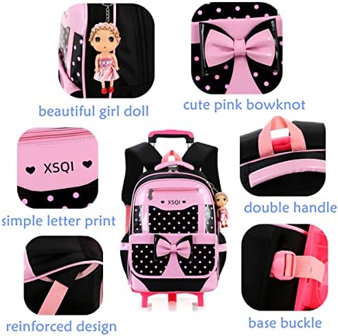 Rockpack Backpack za djevojčice Kolica školske torbe Slatka ruksačka ruksaka na kotači