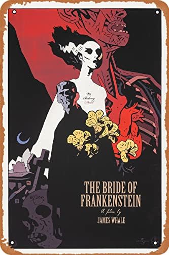 Film Tin potpisati mladenka Frankenstein Metal Poster Vintage Metal Sign 8x12inches