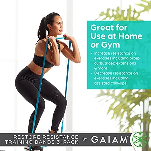 Gaiam Obnoviti otpor treninga trening izvlačenje bendova 3 pakiranje - ekstra miran izdržljivi progresivni otpor vježbe petlje za potpomognute