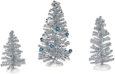 Odjel 56 Pribor za kolekciju sela Plavi božićni limenski stabli Figurice set, razne veličine, višebojni