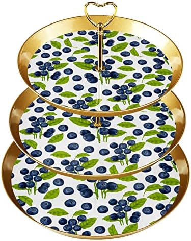 3 nivo stalak za cupcake sa zlatnom šipkom plastičnom slojevitom desertnom torbom akvarel plodova borovnice ostavlja voćne bombone