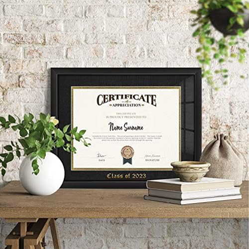 Yesssopin Black 11x14 Okviri certifikati, okvir za slike s pločama s potpisom diplomiranja, prikazuje okvire diploma 8,5x11 s MAT -om