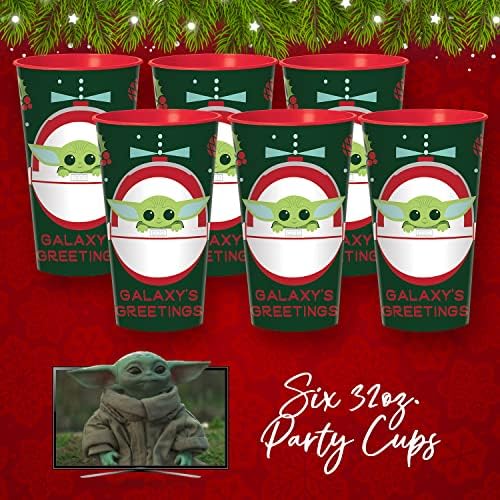 Amscan Star Wars Mandalorian 6 grof božićne plastične šalice | Filmski pribor za praznike set | Dekor zabave i jednokratne ukrase
