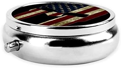 USA zastave američka kutija za tablete Spartan, metalna kutija s okruglim tabletama, Tri pretinac za tablete, jednostavan za nošenje