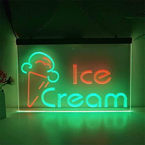 DVTEL sladoled LED neonski natpis, prodavaonica dekor noćna svjetla akrilna neonska svjetla, prozor zid viseći svjetlosni natpis, 40x30