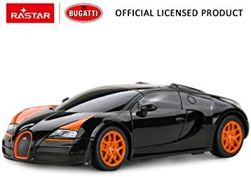 Rastar RC automobil | 1:24 Bugatti Veyron 16.4 Grand Sport Vitesse Radio daljinski upravljač Racing Toy Model Model vozilo, crno/narančasto