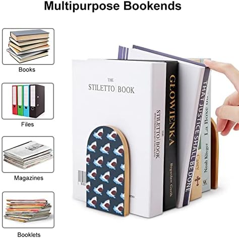 Crtani morski pas drveni držači za knjige neklizajući držači za knjige držač za knjige nosači polica za knjige dekor polica 1 par