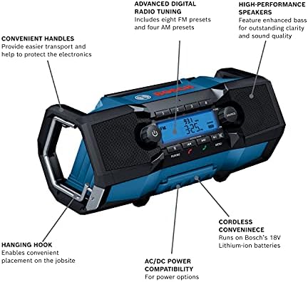 Bosch GPB18V-2CN 18V Compact JobSite Radio s Bluetooth® 5.0, Black