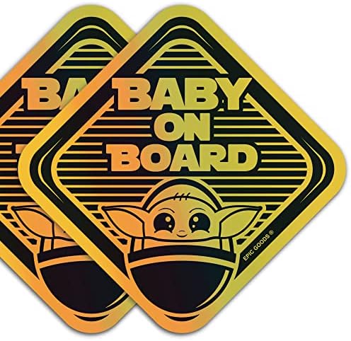 Epska roba Slatka beba na brodu Velike holografske naljepnice 5x5 [2 -pack] dječji poklon set - Sigurnosni znak za prozor automobila,