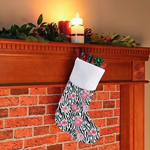 Zebra koža s ružičastim crvenim božićnim blagdanskim čarapama ukrasi za dom za božićne drveće kamin viseće čarape