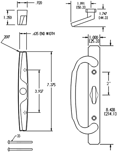 FPL Zamjenski klizni dvorišni ručici vrata s ne -ključevim potezom u središtu palca
