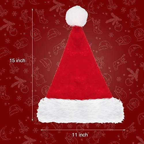 Šešir Djeda Mraza od 4 komada, baršunasti Uniseks Božićni šešir s udobnom podstavom i plišanim obodom za zabavu