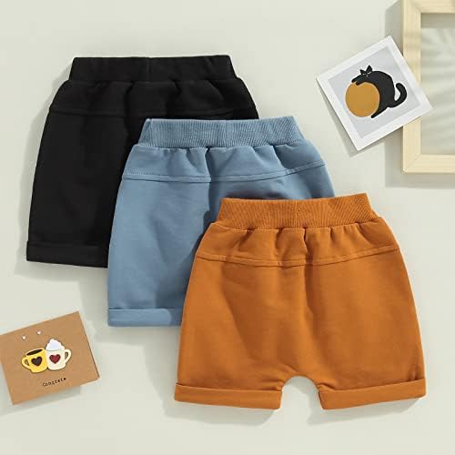 Feibel Baby Boy 3-Pack kratke kratke hlače povremene pamučne hlače elastično kratke hlače s džepovima, 0-3 godine