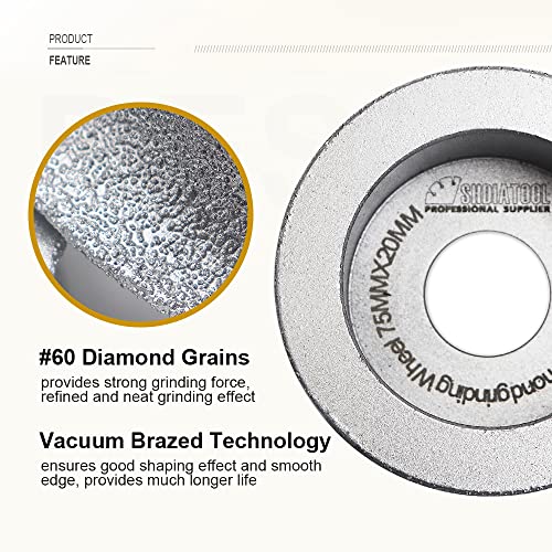 Shdiatool 3-inčni profil Visina dijamantskog kotača 30 mm polu-krug ruba za kameni mramorni granitni stijenski paket od 2