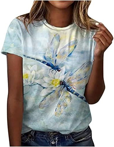 Djevojke bluze jesen ljetni kratki rukav 2023 Crewneck Pamuk grafički brunch labava fit bluza majica za žene a6