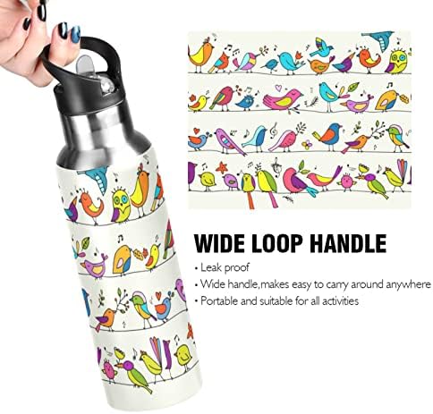 Pnyoin Sportska boca vode - BPA besplatno propuštanje vakuuma Little Bird izolirana vrč od nehrđajućeg čelika, termo boca s slamnastom
