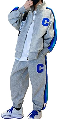 JUGAOGE Kids Boys 2 komada TrackSuits jakna Twimshirt i trenirke za trčanje u trenirku Active Set Set Athletic Sweatsuit