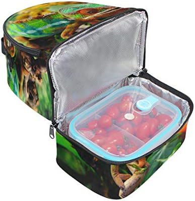Šarena torba za ručak s kameleonskim gušterima izolirana kutija za ručak torba za hladnjak torba s podesivom ručkom na remenu