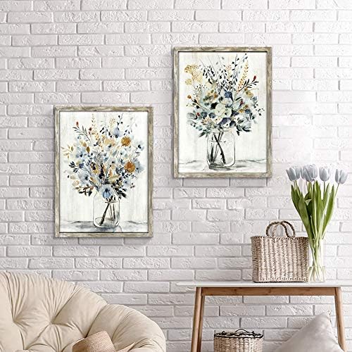 Cvjetna slika zidna umjetnička slika: cvjetovi cvjetovi cvjetovi tisak na rustikalnom drvetu i ručno izrađenim drvenim uokvirenim umjetničkim