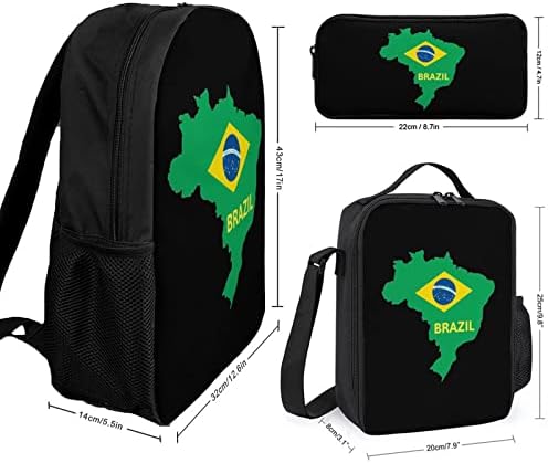 Kompleti školskih ruksaka s mapom Brazila i zastavom za studente, set torbi za knjige sa slatkim printom, izolirana kutija za ručak